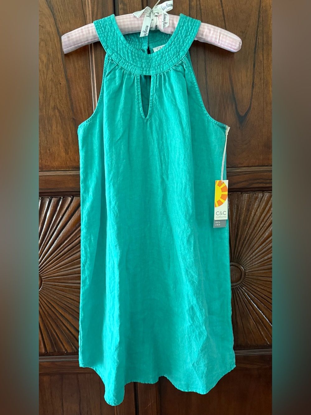 NWT C&C California 100% Linen Halter Dress Keyhole - Size XS